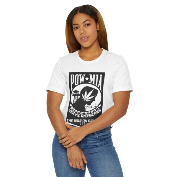 Vintage Inspired Unisex Jersey T-Shirt, Cannabis Graphic Tee, POW-MIA Tribute Shirt, Statement T-Shirt, Gift for Activists - Image 4