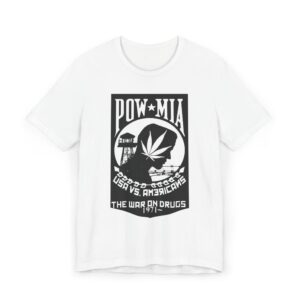 Vintage Inspired Unisex Jersey T-Shirt, Cannabis Graphic Tee, POW-MIA Tribute Shirt, Statement T-Shirt, Gift for Activists
